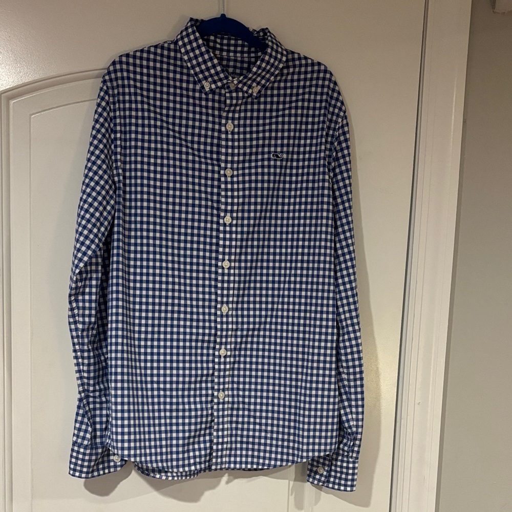 Boy’s Vineyard Vines Performance Blue Checkered Shirt / Size L (16)